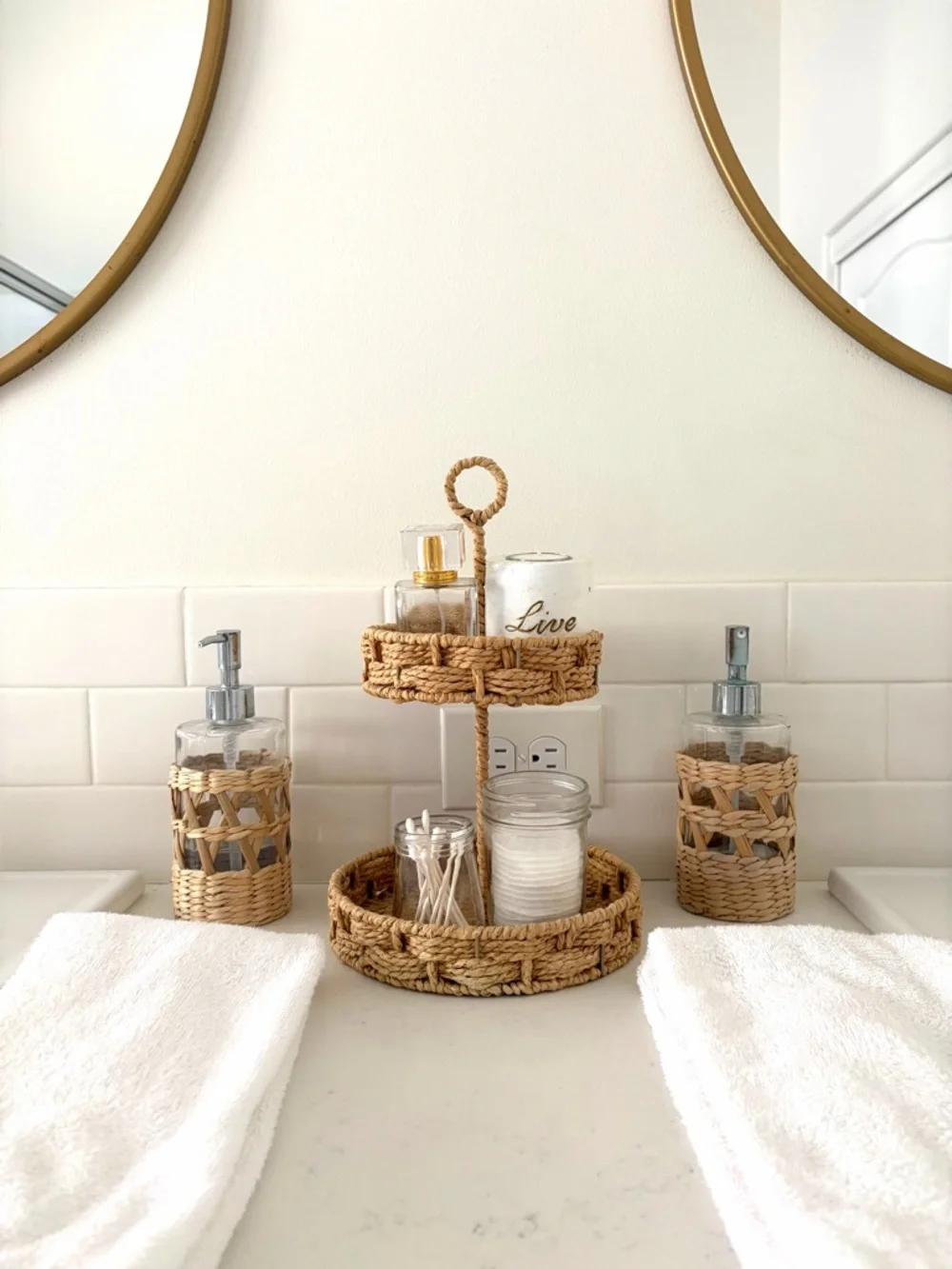Two-Tier Woven Rattan Stand - Natural Tan - Picture 3 of 3